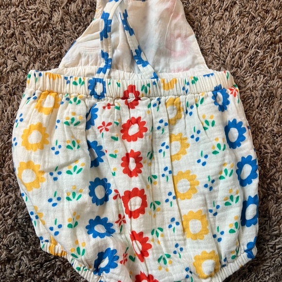 NWOT Hanna andersson baby muslin daisy chair print color romper bubble 12-18 mos - Picture 2 of 5